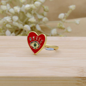 Promotion Enamel Heart Shape Evil Eye <b>Ring</b> Gold Plated Red White Black rainbow Cz Open <b>Adjusted</b> <b>Ring</b> for Women - Product Image 6