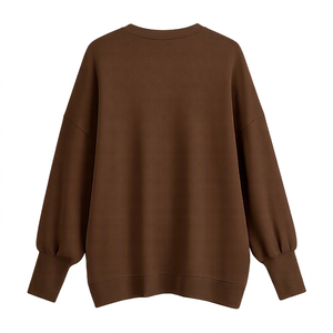 Ensemble femme personnalisé avec logo, ensemble en tricot 2 pièces, haut à manches longues et pantalon long, col roulé, style décontracté pour l'automne - Product Image 3
