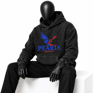 Sudadera con Capucha Vintage Lavada 100% Algodón para Hombre, con Bolsillo Frontal y Gráfico de Águila, Estilo Urbano - Product Image 6