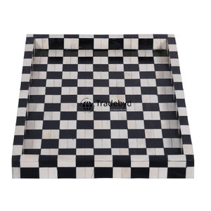 Bandeja de Servicio Móvil con Incrustaciones de Hueso, Moderna y Elegante, Decorativa para Mesa de Centro, Ideal para Regalo, por Tradebyd - Product Image 4