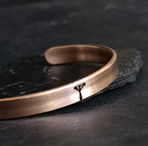 Copper Algiz Rune <b>Engraved</b> Open Cuff <b>Bangle</b> Bracelet Viking Nordic Protection Symbol Solid Copper Adjustable Flat Wristband - Product Image 3