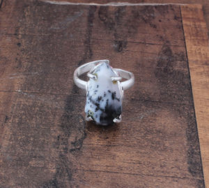 Natural Dendritic Opal Bezel Setting 925 Sterling <b>Silver</b> Gemstone Jewelry Landscape <b>Statement</b> <b>Ring</b> Women Wholesale - Product Image 6