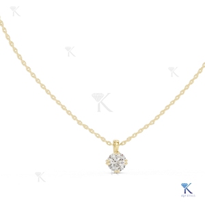 Lab Grown Diamond Solitaire <b>Pendant</b> Necklace 14K 18K <b>Solid</b> <b>Gold</b> Fine Women Minimalist Dainty Jewelry Supplier Wholesale Gift - Product Image 1