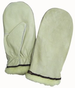 Gants d'hiver en cuir pour temps froid, mitaines chaudes doublées de polaire, gants isolés pour usage extérieur - Product Image 5