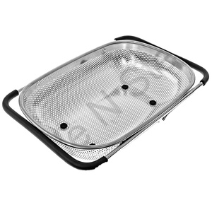 Passoire avec poignées antidérapantes et pieds en caoutchouc acier inoxydable sur l'évier passoire passoire panier de crépine 4-Quart - Product Image 1