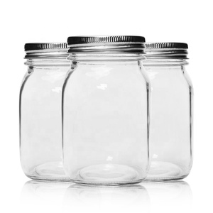 شعار مُزين بنقوش بارزة حسب الطلب 16oz فارغة الزجاج ميسون جرة تخزين مع غطاء ألمونيوم - Product Image 2