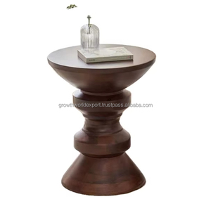Luxury Wooden Pedestal <b>Side</b> <b>Table</b>, <b>Vintage</b> Style Decorative Accent <b>Table</b> for Living Room Classic Carved Wooden End <b>Table</b> 2026 - Product Image 1