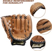 Guantes de Béisbol SHEMAX INTERNATIONAL, Guante de Softbol de Cuero PU, para Mano Izquierda, Resistente al Desgaste, Color Marrón, Tallas XL/XXL, para Adultos