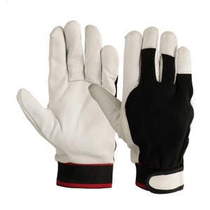 Gants de travail en cuir à doigts entiers, vert noir, antidérapants, pour l'extérieur, unisexes, fermeture à boucle et crochets, toutes saisons - Product Image 2