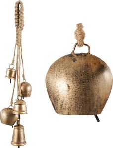 Meilleures ventes RISING INTERNATIONAL Cloche en métal artisanale de forme traditionnelle, ornement décoratif suspendu avec support en corde artisanal, personnalisable - Product Image 5