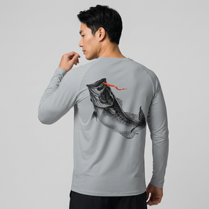 Boys' Adults Grey Long Sleeve Animal Print Fishing <b>Shirt</b> with UPF 50 <b>Sun</b> Protection Anti-UV Outdoor Wear - Product Image 4