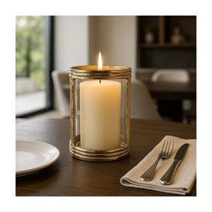 Support de bougie en aluminium style bambou Golden Stillness, 26 cm de haut, fait main, écologique, durable, décoration religieuse pour la maison - Product Image 6