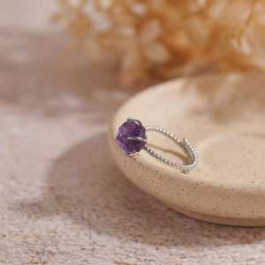 Bague en argent sterling 925 avec pierres précieuses naturelles brutes de qualité supérieure, pour un usage quotidien, vente en gros de bijoux fins - Product Image 5