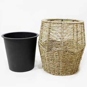 Panier à fleurs en jonc de mer tressé, couvre-plante en corde tressée, décoration d'intérieur - Product Image 2