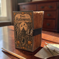 Journal en cuir gothique vintage pour Halloween, carnet à fermoir style livre de sorts, Grimoire Dark Academia, 400 pages de papier à bords festonnés