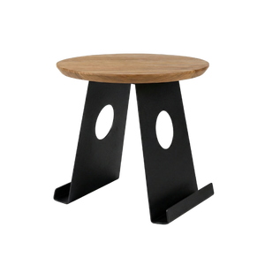 Industrial Accent <b>Table</b> Solid Wood Top Metal Base <b>Bedside</b> Living Room <b>Compact</b> Design - Product Image 1