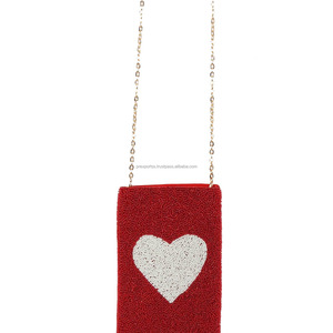 Sac bandoulière pour téléphone fait main en perles, multicolore, avec logo lettre N, petite pochette de soirée pour femme en coton - Product Image 6