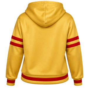 PDK Pullover <b>Hoodie</b> <b>Women</b> Gold Yellow <b>Red</b> Stripe Sleeve 1923 Block Letter Hooded Sweatshirt Long Sleeve Sorority - Product Image 4
