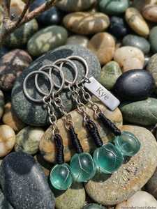 Aqua Obsidian Tumble Keychain Polished Natural Stone Charm <b>Crystal</b> <b>Key</b> <b>Ring</b> Portable Accessory For Gifting Collection And Daily - Product Image 5