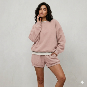 Women <b>Mock</b> <b>Neck</b> <b>Top</b> With Shorts Set Light Fabric Relaxed Fit Easy Wear Daily Outfit Casual Style Clothing - Product Image 1