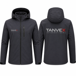 Veste Softshell imperméable écologique vert olive pour homme TANVEX INTERNATIONAL, col montant, fermeture éclair, streetwear, hiver - Product Image 2