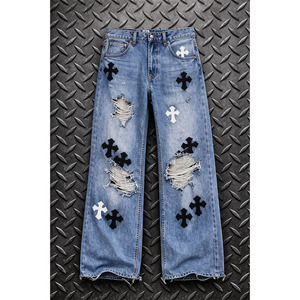 Mid Waist Straight Fit Dark Washed Denim <b>Jeans</b> Cuffed Hem Casual Youth Pants for Winter Autumn Summer Solid - Product Image 1