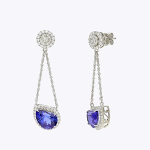 Fancy Cut Tanzanite <b>Stud</b> Earrings Gold Plated Luxury Jewelry Women's Elegant Party Bridal Gift IGI Certified Handmade - Product Image 6