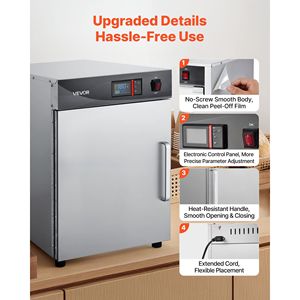 Commercial Electric Hot Box Food Warmer 4-Tier Stainless Steel <b>Warming</b> Cabinet with Water <b>Tray</b> Single-Door Adjustable Shelves - Product Image 6