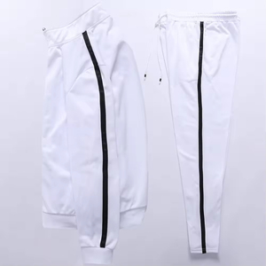 Custom Casual Men's Winter <b>Tracksuit</b> <b>White</b> Red Printed 100% Cotton Drawstring Lightweight Long Sleeves Jogging - Product Image 5