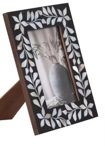 Artistic Handmade American Style <b>Photo</b> <b>Frame</b> Natural Mother <b>Pearl</b> Black Finish Leaves Design Pattern Home Wall Decor - Product Image 2