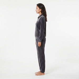 <b>Women's</b> <b>Velour</b> <b>Tracksuit</b> Set Dark Gray <b>Velour</b> <b>Tracksuit</b> Half-Zip Sweatshirt Wide Leg Pants Casual Velvet Winter 2 Piece Outfit - Product Image 4