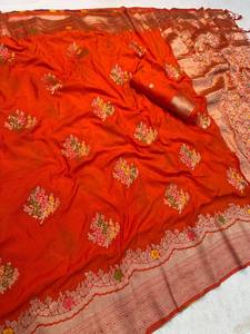 Sari de seda étnico tejido a mano con diseño floral y bordado Zari, transpirable para todas las ocasiones, en nuevo diseño 2026 - Product Image 4