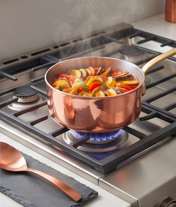 Copper Sauce <b>Pan</b> With Lid Handmade Minimalist Design Zinc Alloy Handle For Kitchenware Gas Use And Tableware - Product Image 6