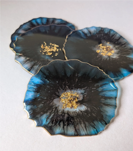 Excellent Design Resin <b>Coaster</b> Black Epoxy Resin Gold Glitter Design Square Shape Mats & Pads <b>Coaster</b> - Product Image 5