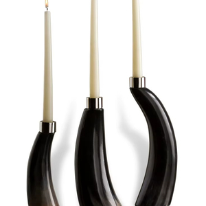 Portavelas de Cuerno de Búfalo Estilo Animal, Pieza Decorativa Hecha a Mano, Decoración Rústica para el Hogar, Centro de Mesa, Regalo, Exhibición - Product Image 1
