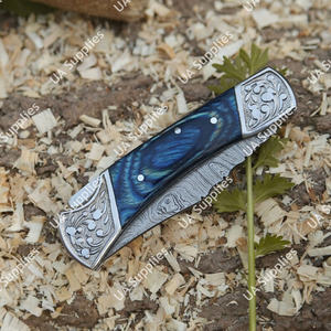 Hot Selling Industrial/DIY Grade Damascus Steel Bevel Razor Sharp Back <b>Lock</b> Folding Camping Pocket Knife EDC Utility ODM/OEM - Product Image 2