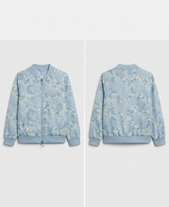 <b>Women</b> Solid Bomber <b>Jacket</b> <b>Light</b> Blue Lightweight Windproof Winter Zip-Up - Product Image 3