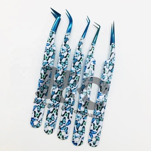 Pince à épiler papillon manche bleu Plasma pointe Logo durable Extension de cils pince à épiler emballage pince à cils vison - Product Image 6