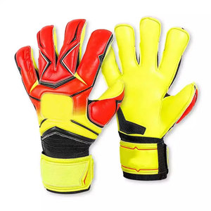 Red <b>Full</b> Finger Football Goalkeeper Gloves With Adjustable Wrist Strap Non <b>Slip</b> Breathable PU Material Unisex Sports Gear - Product Image 4