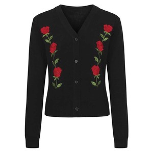 Cárdigan de punto transpirable con cuello en V para hombre, bordado, con botones, informal y a la moda, para jóvenes estadounidenses - Product Image 1