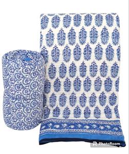 Colcha Jaipuri Reversible Hecha a Mano en India, con Estampado Floral Étnico, para Decoración del Hogar u Hotel, con Diseño Personalizado - Product Image 2