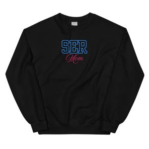 Sweat-shirt unisexe brodé Mom, col rond noir, en molleton doux, style décontracté et confortable pour le quotidien - Product Image 1
