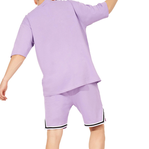 Ensemble T-shirt et short en coton tricoté uni unisexe personnalisé – Tenue deux pièces respirante pour l'été, le streetwear, la gym et le quotidien - Product Image 3