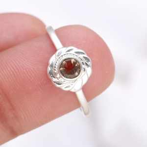 Quartz fumé naturel Art Déco en argent sterling 925 de haute qualité certifié IGI, minimaliste, élégant, délicat, pierre brune pour femme - Product Image 1