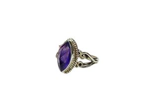 Anillo de Amatista Natural con Engaste de Bisel Hecho a Mano en Plata de Ley 925, Corte Marquesa, Piedra Púrpura, Anillo de Declaración para Mujer - Product Image 4