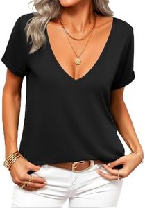 V-Neck T Shirts Quick Dry Basic Women's Protection Athletic Summer <b>Tops</b> Solid Knitted Plain Dyed - Product Image 3