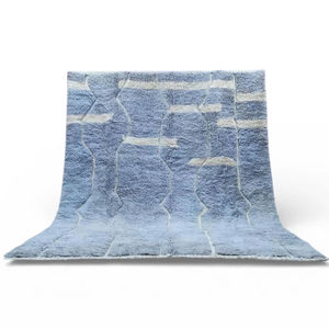 Tapis marocain abstrait en laine fait main, tissé à la main, à poils ras, doux et moelleux, durable, pour salon, chambre et maison - Product Image 2