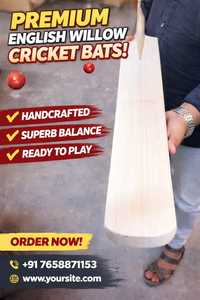 HIT ZONE Batte de cricket en saule anglais de qualité supérieure, poignée large, tissage non tissé, légère, qualité professionnelle pour les matchs à balle dure - Product Image 2