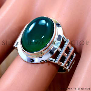 Bagues en argent sterling 925 avec pierres précieuses en onyx vert naturel, prix de gros, bijoux fins en argent faits à la main - Product Image 2