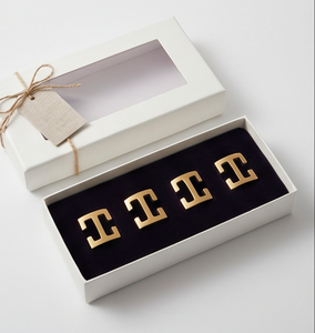 Anillo de Servilleta de Metal con Diseño de Letra Hueca Dorada Moderna, Perfecto para Decoración de Mesa y Bodas Elegantes - Product Image 6